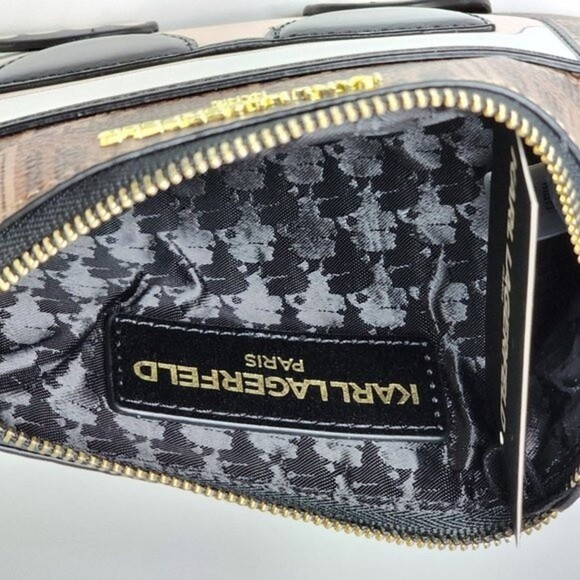 NEW! KARL LAGERFELD PARIS Logo Monogram Wristlet Clutch - Picture 15 of 15
